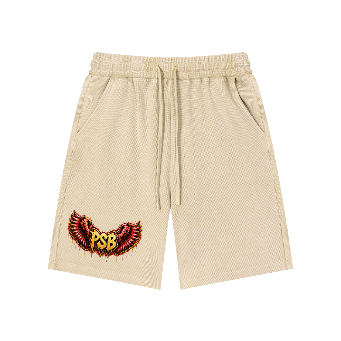 Red Winged PSB- Mineral Wash Waffle Knit Shorts
