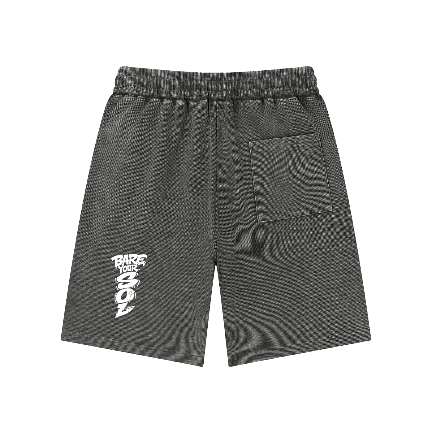 Green Winged PSB-Mineral Wash Waffle Knit Shorts