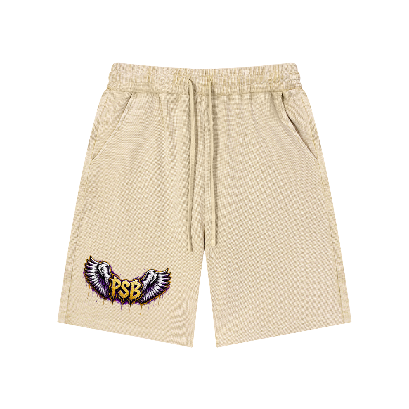 Purple Winged PSB- Mineral Wash Waffle Knit Shorts