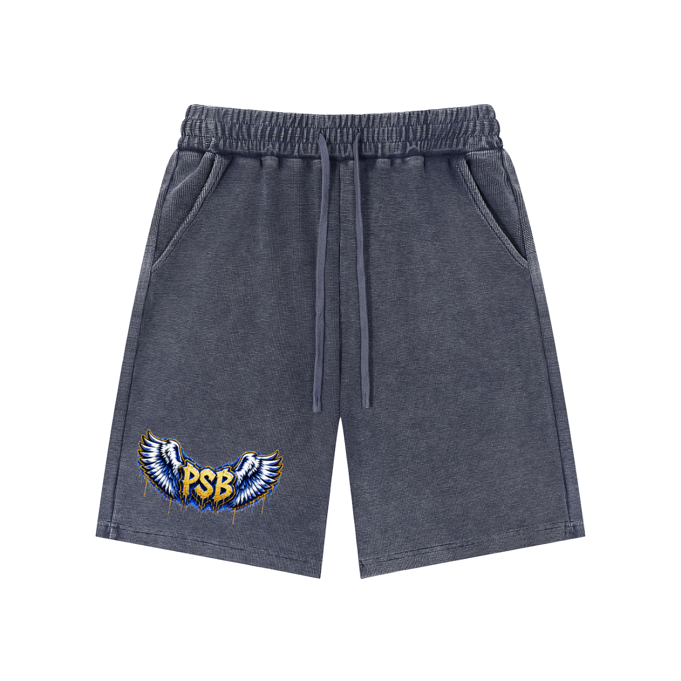 Blue Winged PSB- Mineral Wash Waffle Knit Shorts
