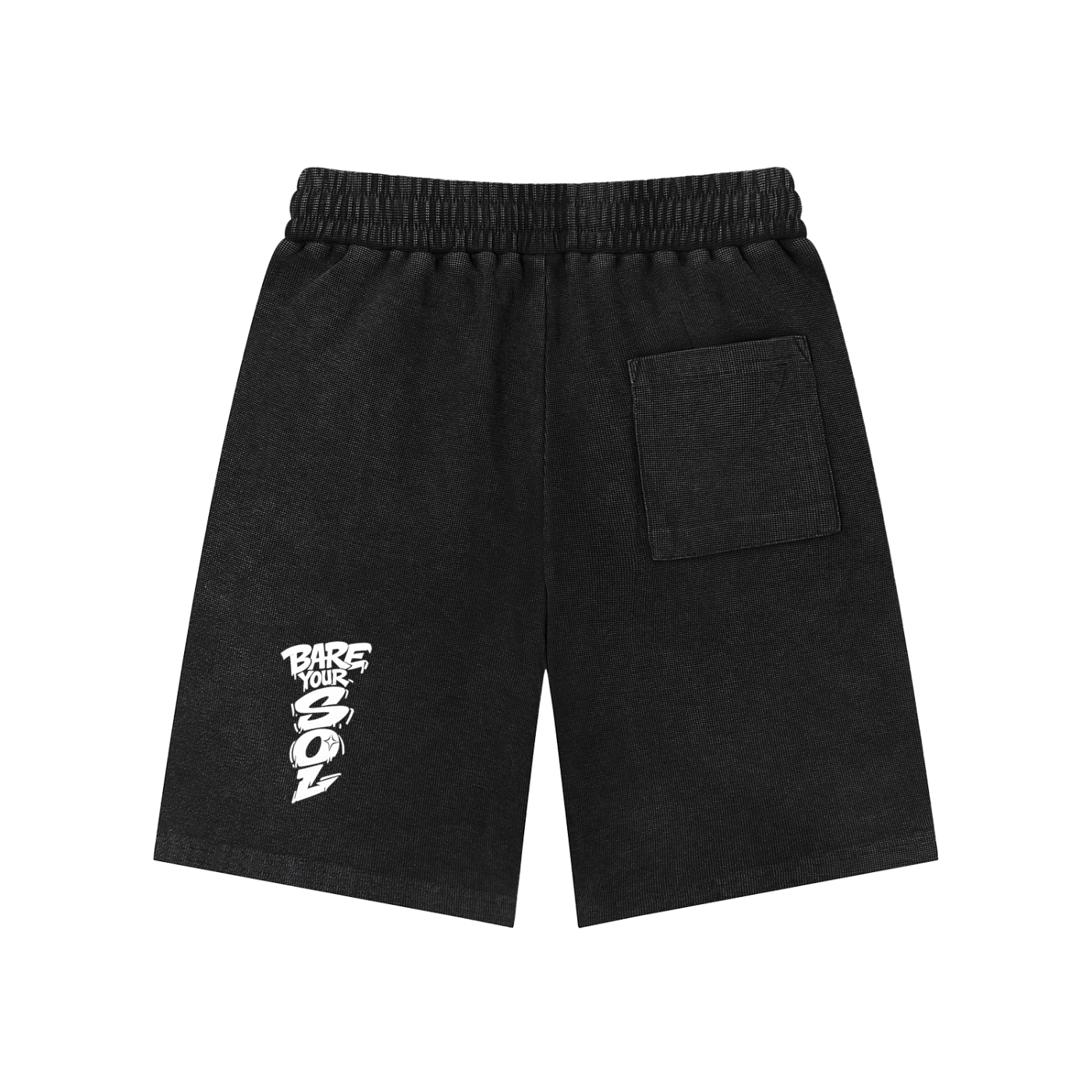 Green Winged PSB-Mineral Wash Waffle Knit Shorts