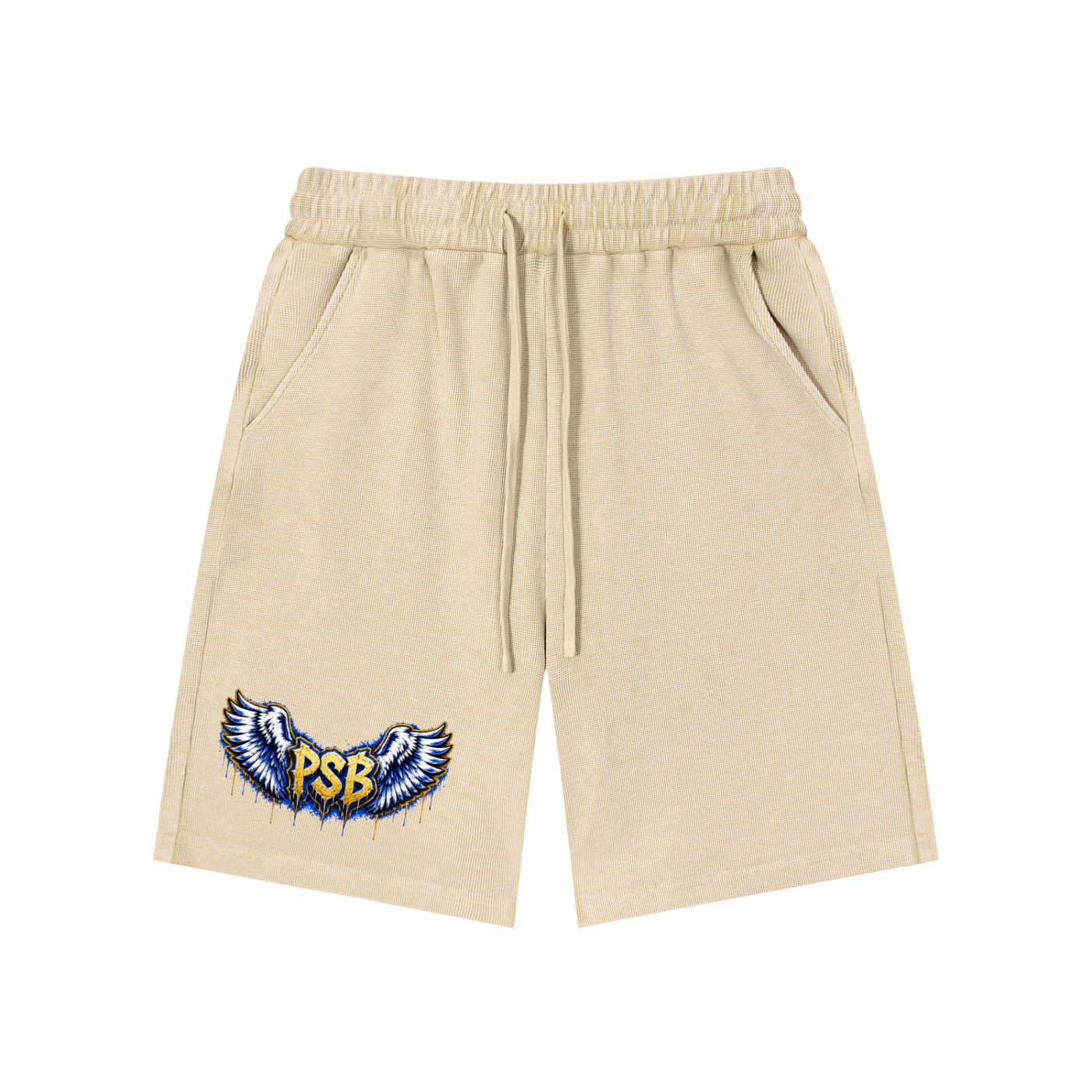 Blue Winged PSB- Mineral Wash Waffle Knit Shorts