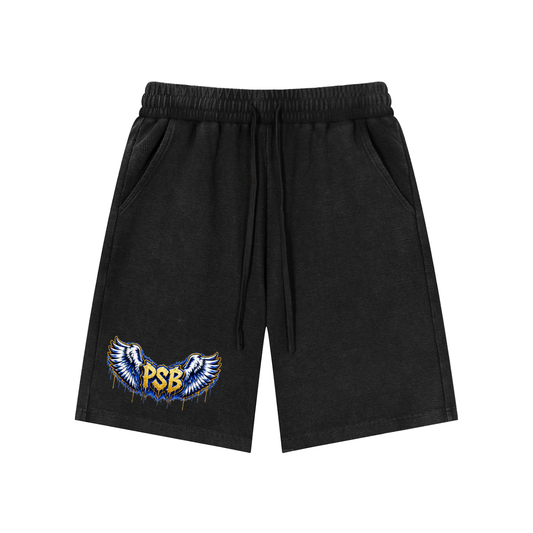 Blue Winged PSB- Mineral Wash Waffle Knit Shorts