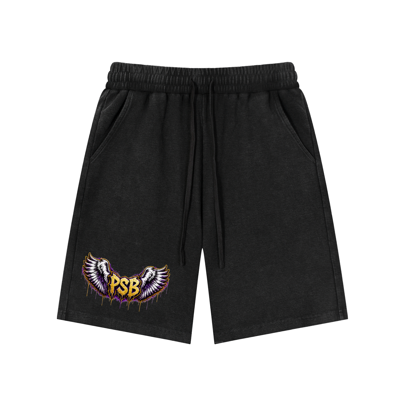 Purple Winged PSB- Mineral Wash Waffle Knit Shorts
