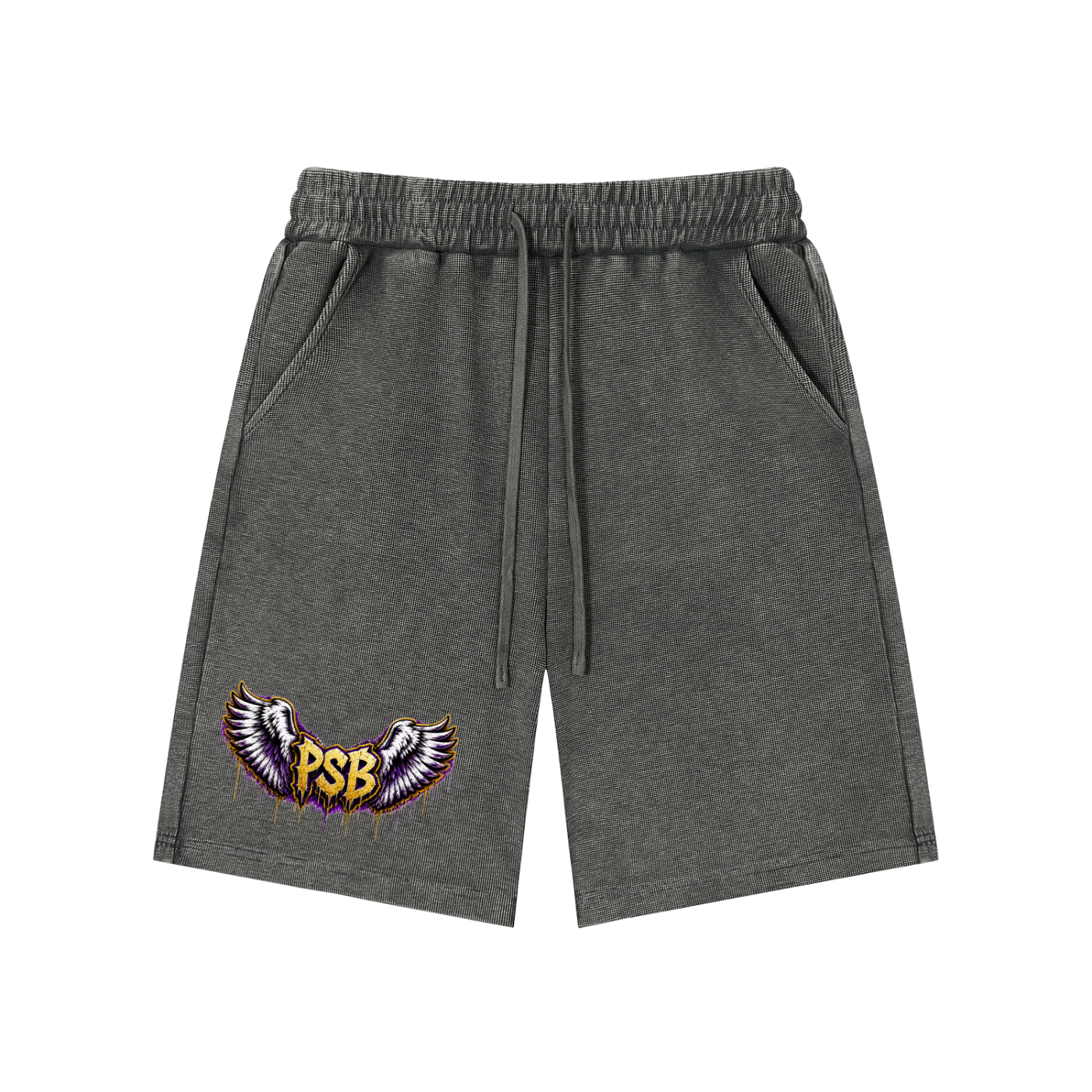 Purple Winged PSB- Mineral Wash Waffle Knit Shorts