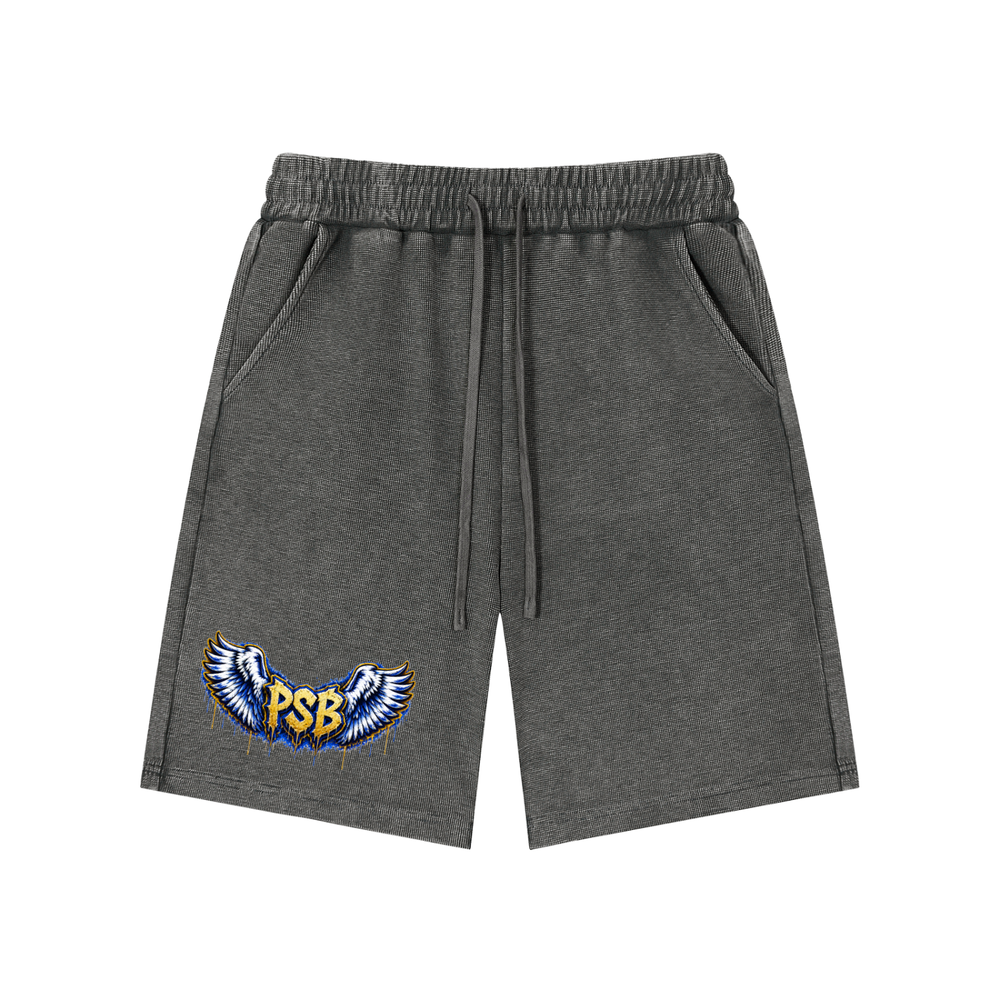 Blue Winged PSB- Mineral Wash Waffle Knit Shorts